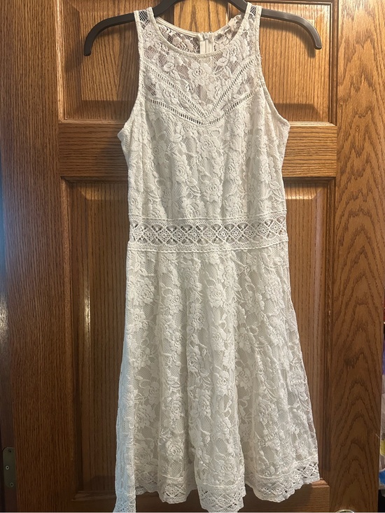 Rebellion Dresses & Skirts - Rebellion White Lace Midi Dress — Sleeveless A-Line